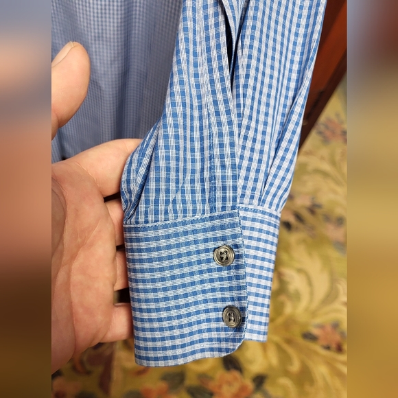 Men's Pink - Thomas Pink Jermyn Street London Blue and White Check Plaid sz 16.5 - Picture 6 of 7